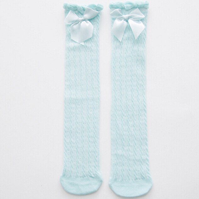 Cute Toddler Kids Baby Girl Knee High Socks Bowknot Cotton Casual White Pink Blue Purple Socks Princess 28cm 38cm
