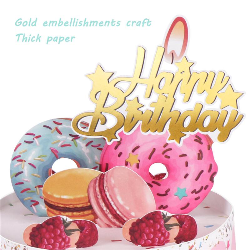 Partykindom 3D Birthday Card 2 Layers Cake Pop Up Greeting Birthday Card with Envelope