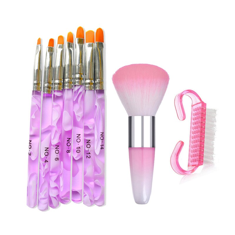 Addfavor 15 stk akryl neglekunst pensel uv gel polish maleri tegne pensler pen negle prik kit ren pensel manicure værktøj sæt: Sætb 007