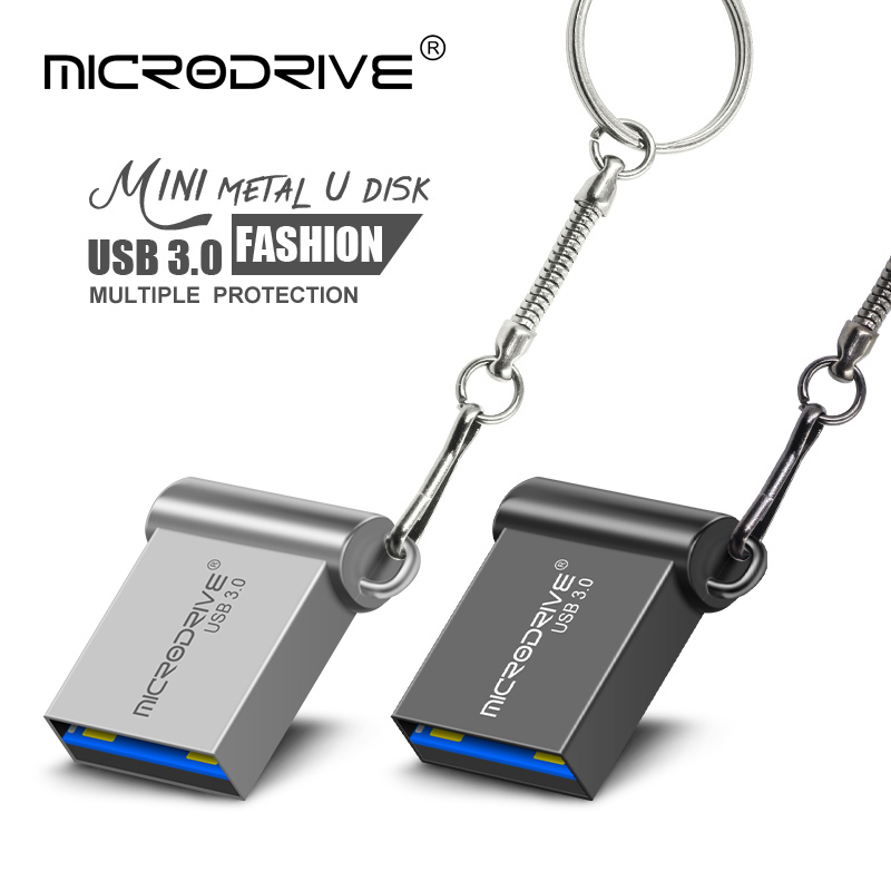 Unidad flash USB 3,0 de metal, Memoria mini USB 128 de alta velocidad con llavero, 64GB, 3,0 GB, 32GB, 16GB