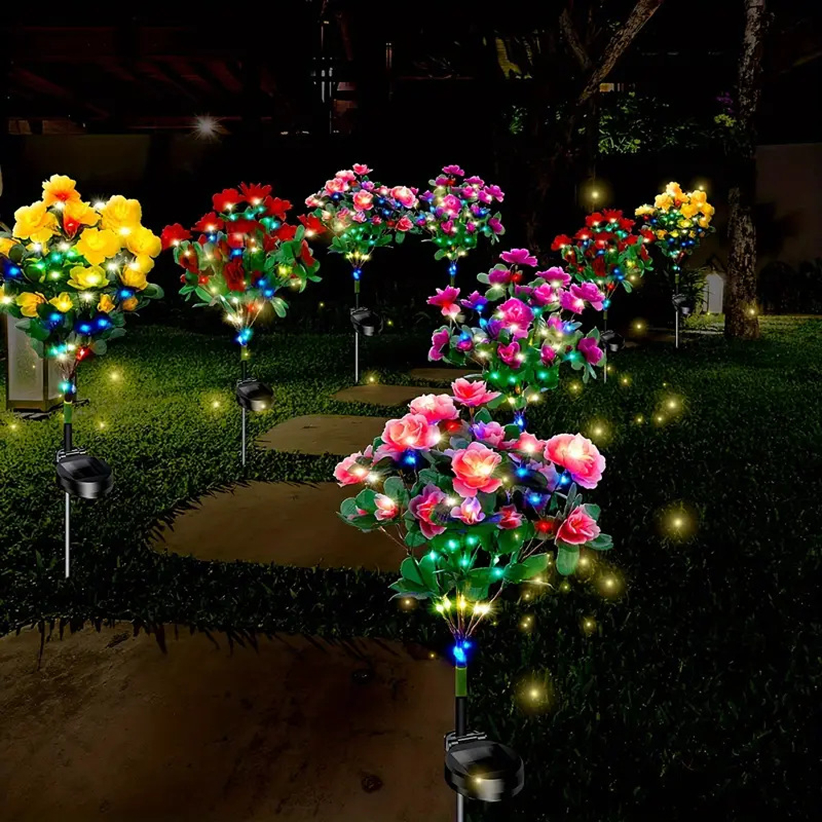 LED lumière solaire étanche azalée fleurs solaires lampe extérieure décorative pour jardin cour pelouse chemin éclairage mariage décor