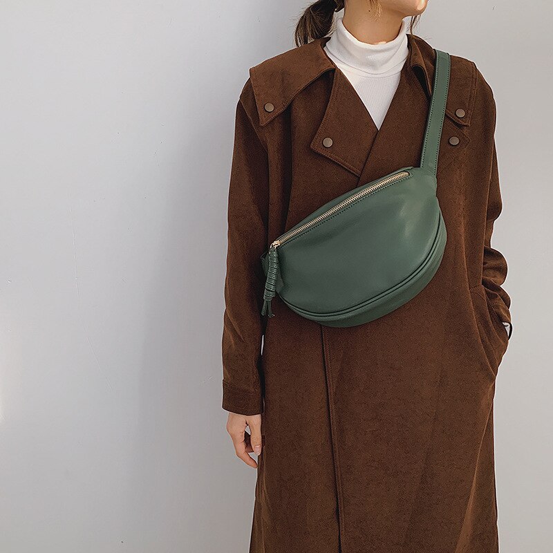 Frauen Taille Tasche fanny Pack Große Kapazität umhängetaschen für weibliche Brust Taschen PU Leder Damen Gürtel Tasche Pack: Grün