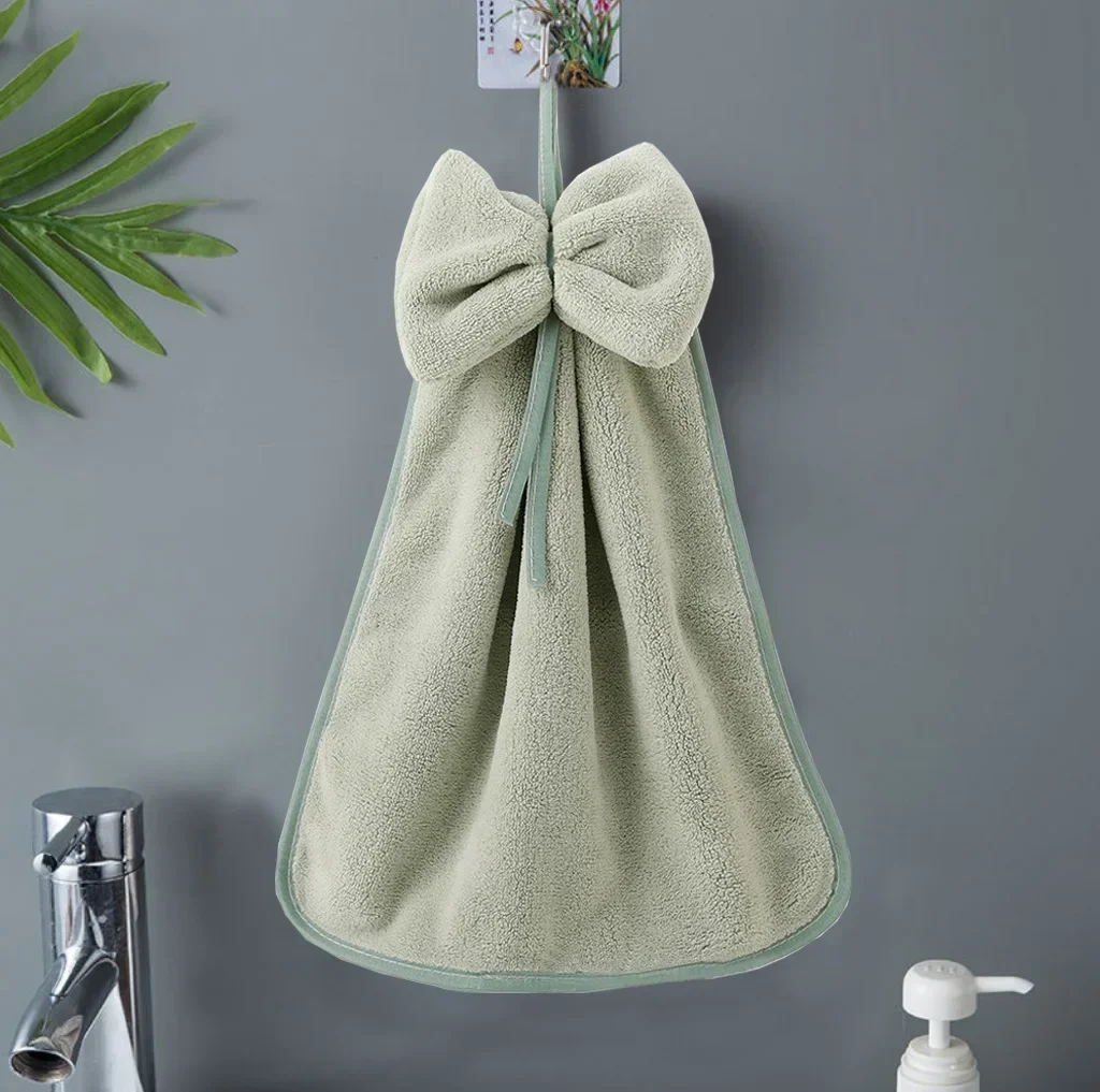 Toallas de mano con lazo para cocina, baño, terciopelo Coral, microfibra, paños de limpieza absorbentes suaves de secado rápido, toalla de felpa para Sauna para el hogar: Negro