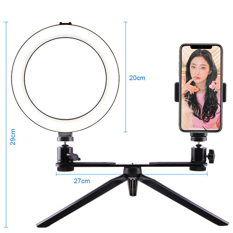 LED Selfie Ring Light Studio Photography Photo Ring Fill Light with Tripod for Smartphone Makeup Live Trip