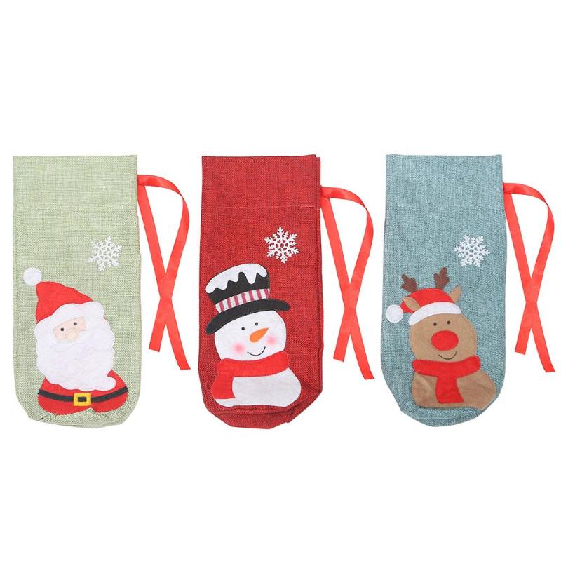 Christmas Red Wine Bottle Decor Set Santa Claus Bottles Cover Xmas Decor