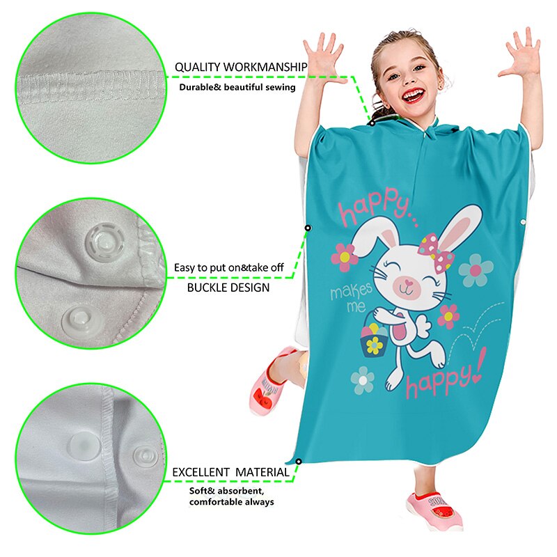 Eenhoorn Childrens Hooded Strandlaken Cartoon Meisjes Seaside Veranderende Gewaad Handdoek Dieren Jongens Meisjes Strand Mantel