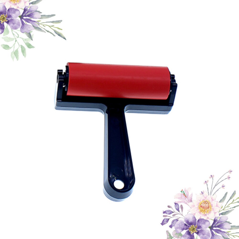 Red Rubber Artist Brush Drawing Roller Brayer Handle Ink Painting Brush Wallpaper Drawing Paint Brush Graffiti Tool: Length 10cm