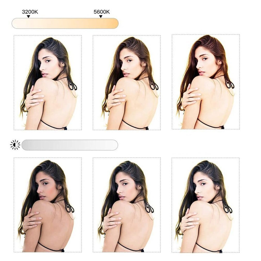 Dimbare led-ringlamp met statief, handige live-invullamp, mobiele telefoonbeugel, 8 inch universeel