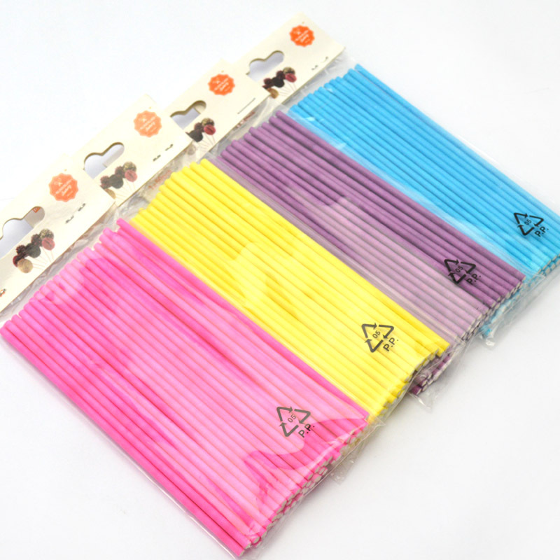100 stks Kleurrijke Lollipop Stok 15 CM Papen Cake Pop Sticks Voor Lollypop Snoep Chocolade Suiker Knuppel Pole Handvat staaf E020