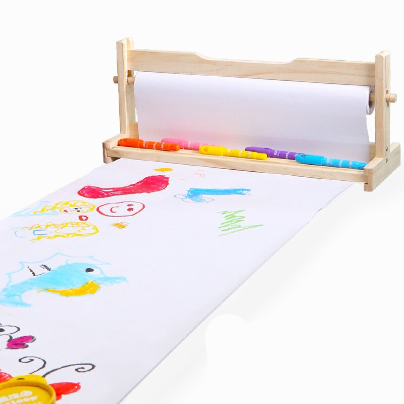 Childen Easel Wooden Desktop Painting Roll Paper Holder Child Graffiti Sketch Paper Small Painting Easel Kids Painting Paper