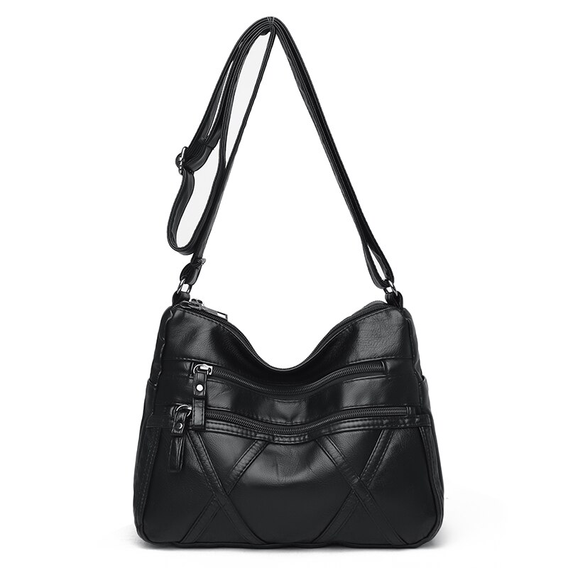 Nova bolsa casual feminina de ombro para costura, bolsas e bolsas de mão pequenas de couro pu, bolsa crossbody para mulheres, 2021: Black