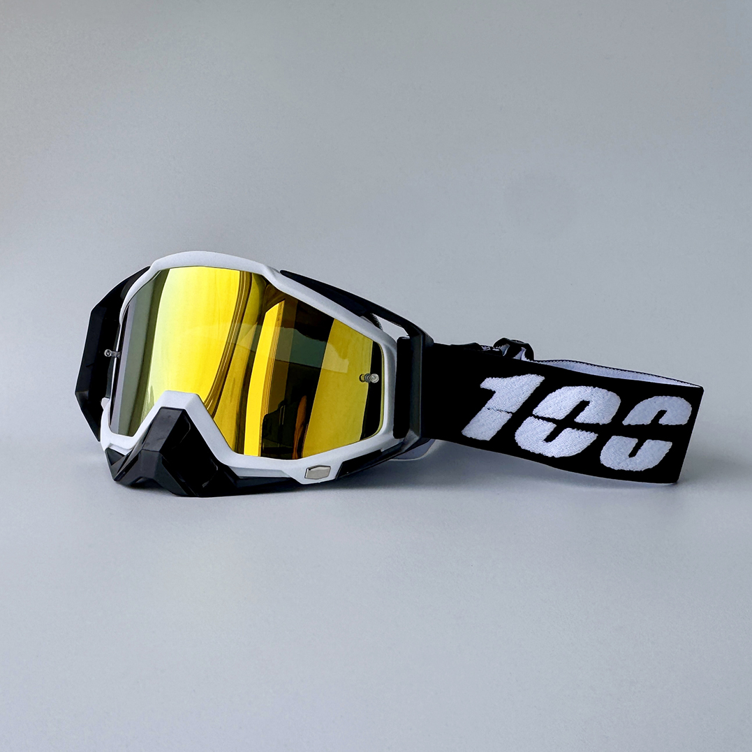 100 Motocross-Brille, HD-Linse, Motorrad-Antibeschlag-Brille, Sport, winddicht, schützt Reiten, Männer und Frauen, Moto, MX, MTB-Sonnenbrille: Champagner
