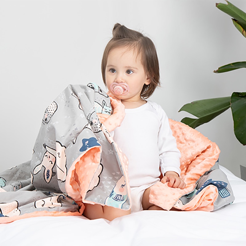 Låt oss göra baby mjuk bomull inomhus filt flanell fleece inladdning tecknad dekoration baby sängkläder filt barnvagn wrap