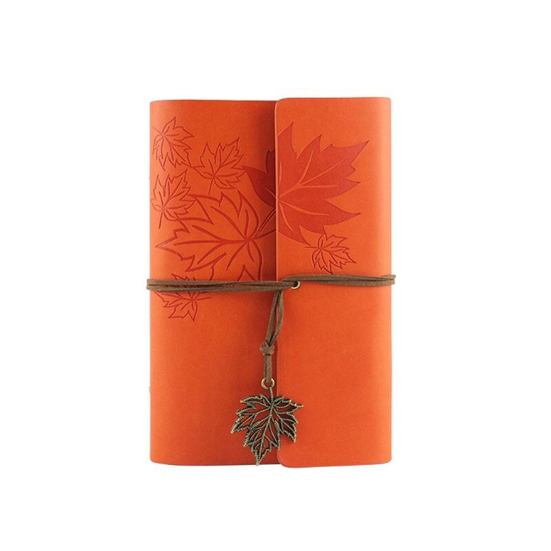 Leather Writing Journal Notebook, Classic Spiral Bound Notebook Refillable Diary: Orange / A7