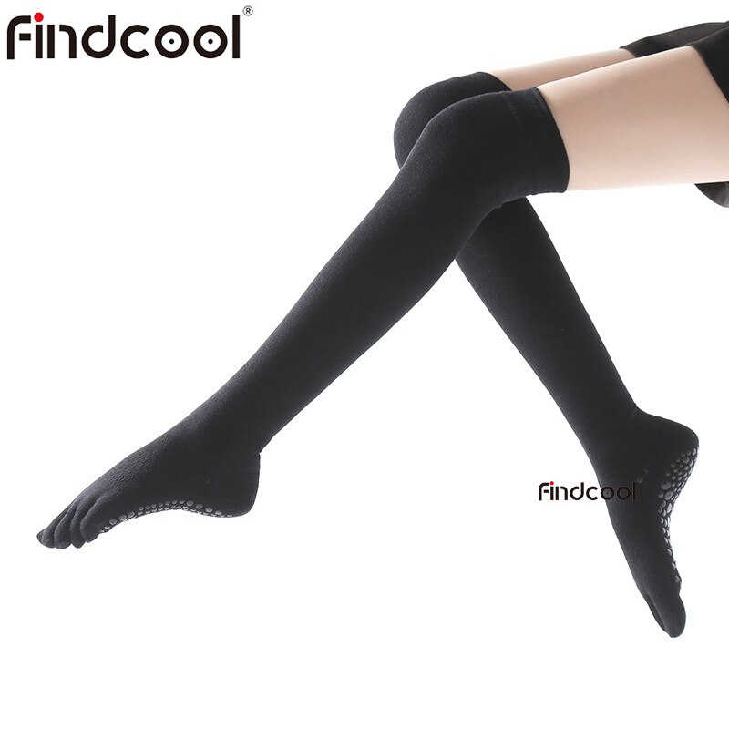 Findcool-Calcetines deportivos antideslizantes para Yoga, medias de cinco dedos para Fitness, de algodón para adelgazar, gimnasia, masaje de pies: Black