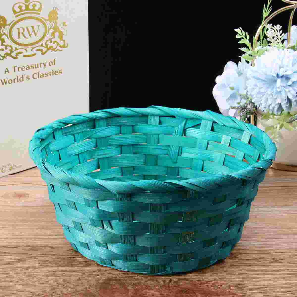 Snacks Basket Bamboo Woven Basket Easter Prop Oval Basket Exquisite Durable 1Pc Eggs Basket