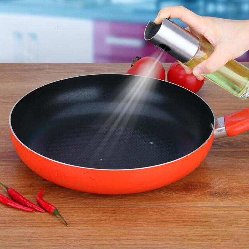 Stainless Steel Olive Oil Spray Empty Bottle Barbecue Vinegar Sprayer Pot Oil Dispenser for Cooking BBQ Kitchen Baking