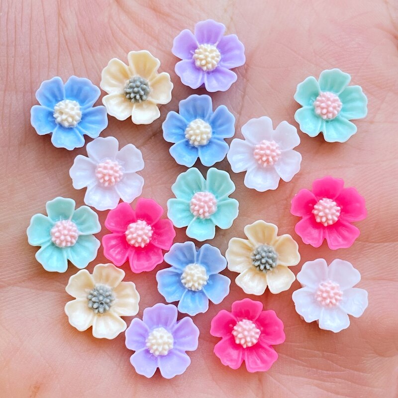 80 st söta blandade mini krysantemum blommor platt rygg harts cabochons scrapbooking gör-det-själv smycken hantverk dekoration tillbehör: Blandad