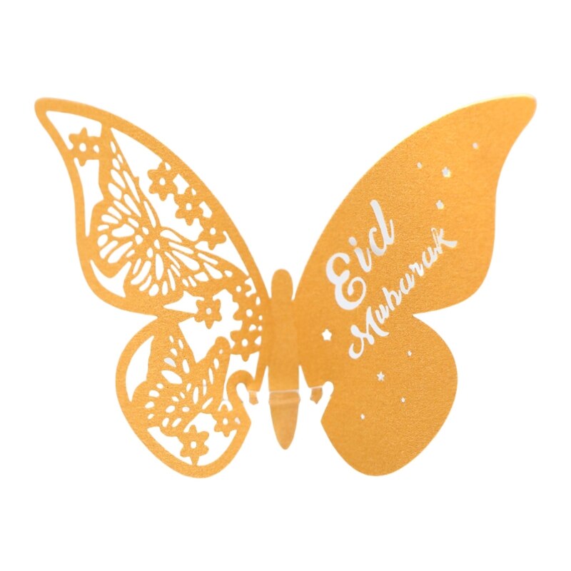 100Pcs 3D Vlinder Nummer Naam Papier Plaats Kaarten Wine Glass Cup Card Eid Mubarak Ramadan Wedding Party Decoratie: Y