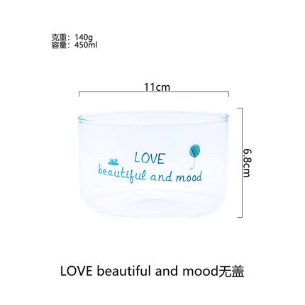 Household Fruit Bowl With Lid Heat-resistant Transparent Soup Bowl Round Cute Glass Bowl: C