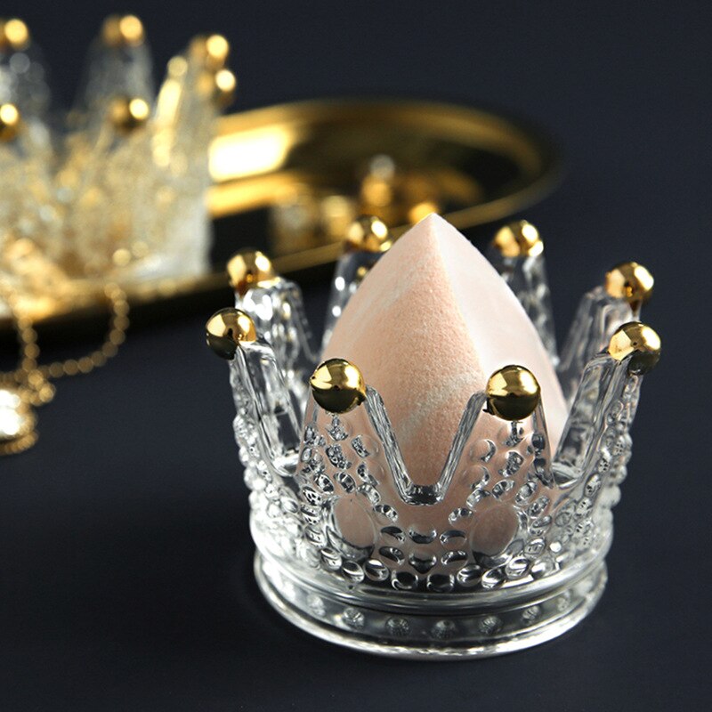 Glazen cosmetische opbergdoos badkamer bureau kroon schoonheid ei bladerdeeg sleutel horloge sieraden lippenstift make-up organizer rek kandelaar