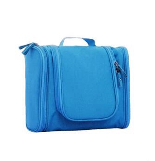 Hangende was- en toilettassen, opbergzakken, draagbaar, waterdicht, met haak, meerdere zakken, reistas, grote capaciteit, make-uptas, unisex: Blauw