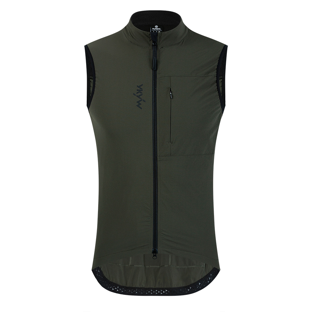 YKYWBIKE hommes cyclisme Gelit thermique polaire vélo coupe-vent sans manches vélo gilet coupe-vent imperméable cyclisme pare-brise: XXL / green