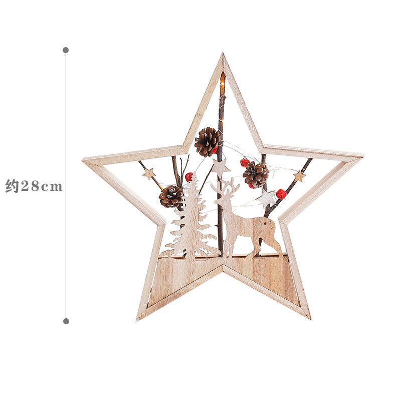 [VIP] Nordic Wooden Christmas Elk with Light Strip Desktop Ornaments Shop Layout Home Decorations Christmas: C-wall decor