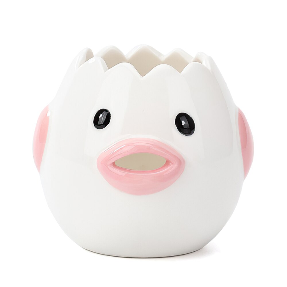 DIOZO Cute Cartoon Chicken Egg Yolk White Separator Ceramics Ceramic Cartoon Chick Egg Separator Dining Cooking Kitchen Gadget: pink
