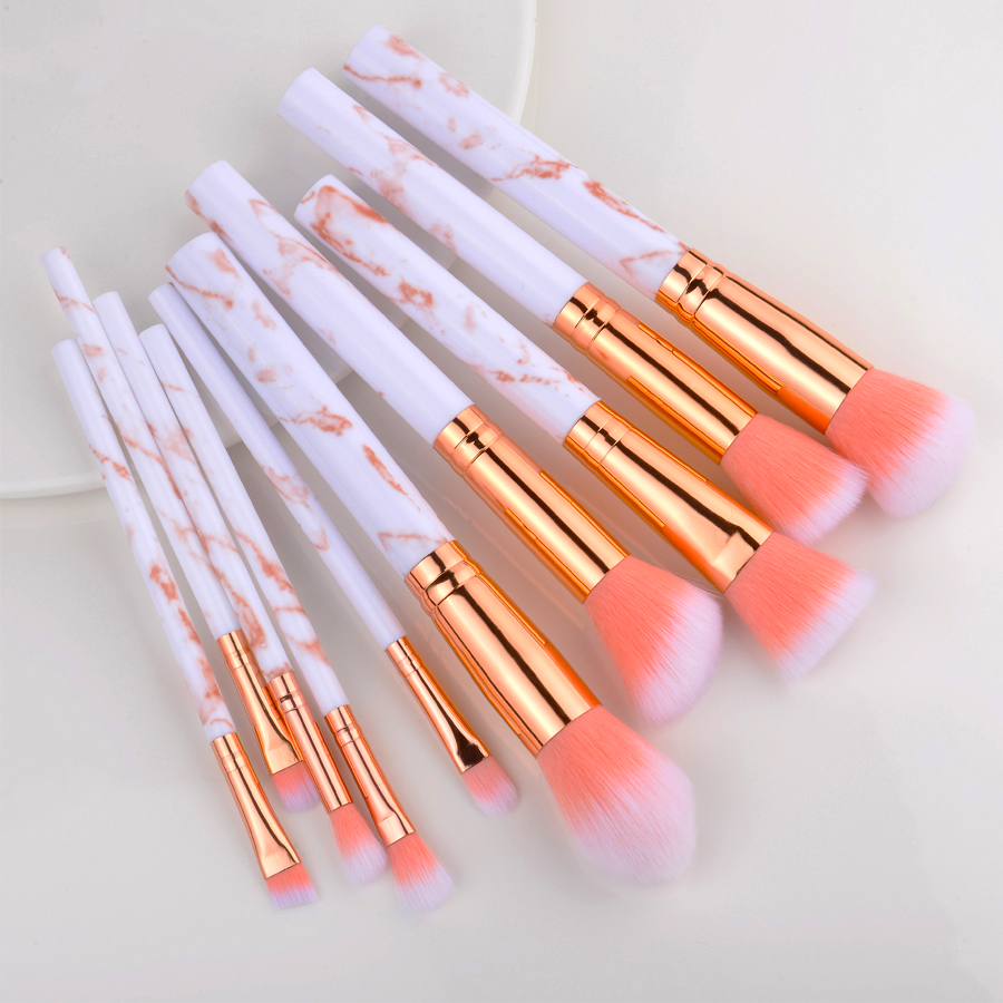 FLD10/15Pcs Marble Kabuki Makeup Brushes Set Cosmetic Eye Shadow Foundation Blush Blending Beauty Make Up Brush Tools Maquiagem: 10pcs pink