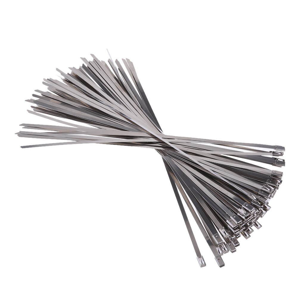 100Pcs Rvs Kabelbinders Voor Motorfiets Uitlaat Self Locking
