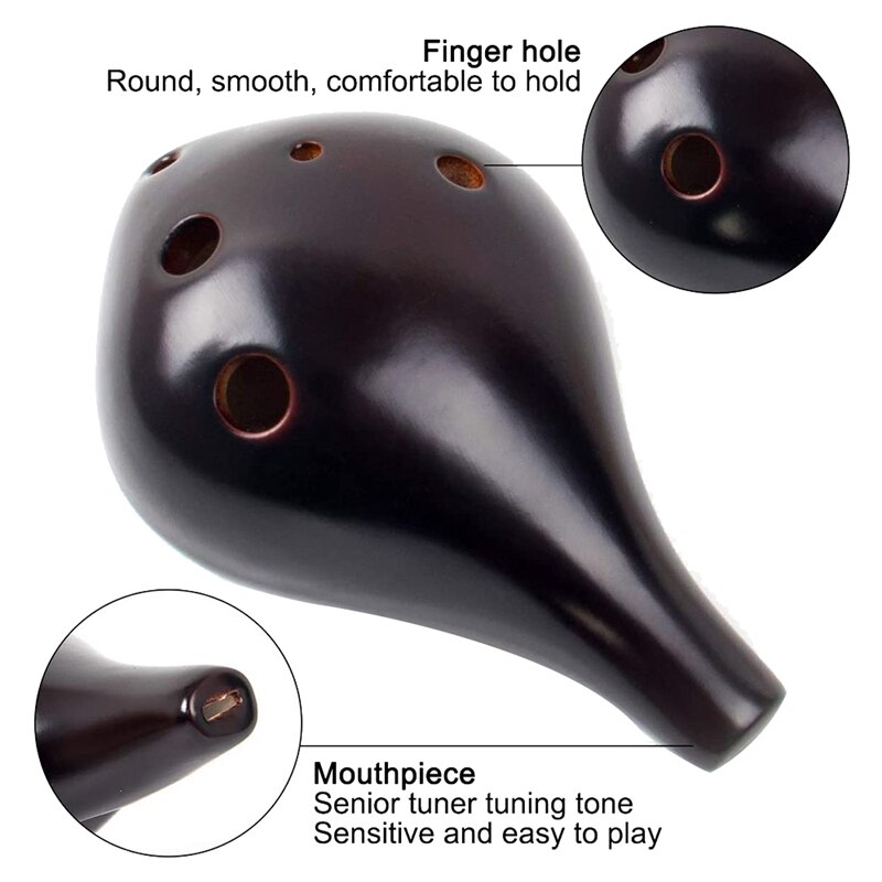 6 buche Ocarina di Ceramica contralto C Ocarina Flauto (collo cinghia cordone con corsa di colore)