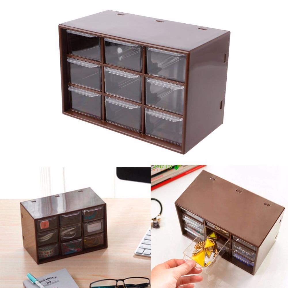 9 Lade Kunststof Opbergkast Desktop Make Bin Box Sieraden Organizer Thuis Opberglades 2 Kleuren
