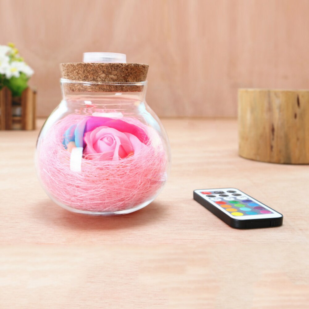 Handgemachte valentinstag Rose wünschen Flasche 7 Farbe ewig Blume Licht für Hochzeit Party murmeln der Schild Hause Dekor: Rosa