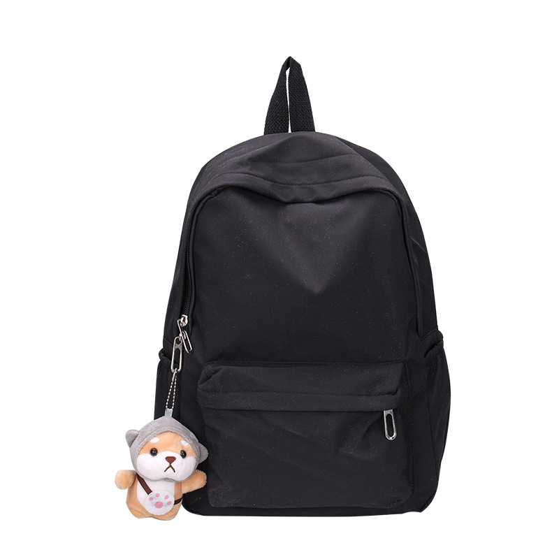 Waterproof Nylon Women Backpack Female Travel Bag Backpacks Schoolbag for Teenage Girls Solid Color Bookbag: black