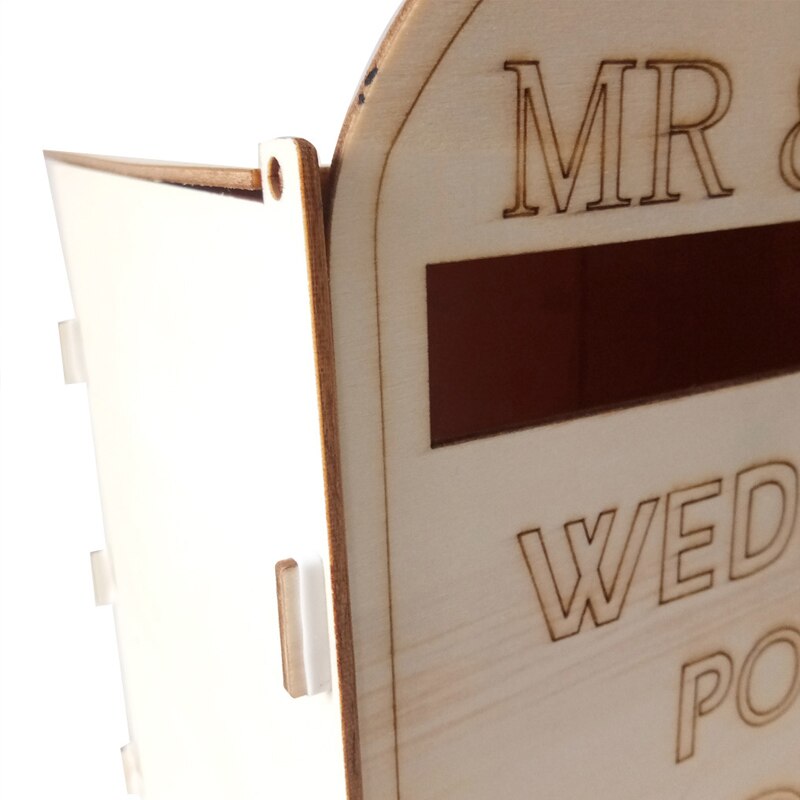 Wedding Card Box Carved With Love Plywood Bride Bridegroom Post Box With Lock 33.1*20.3*20.3Cm