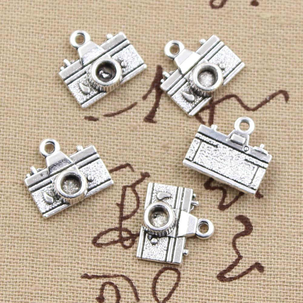 20pcs Charms Camera 15x14mm Antique Bronze Silver Color Plated Pendants Making DIY Handmade Tibetan Bronze Silver Color Jewelry: antique silver