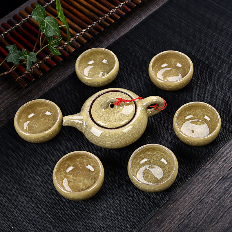 High-grade ceramic kung fu tea sets ice crackle glaze tea sets 7piece/lot