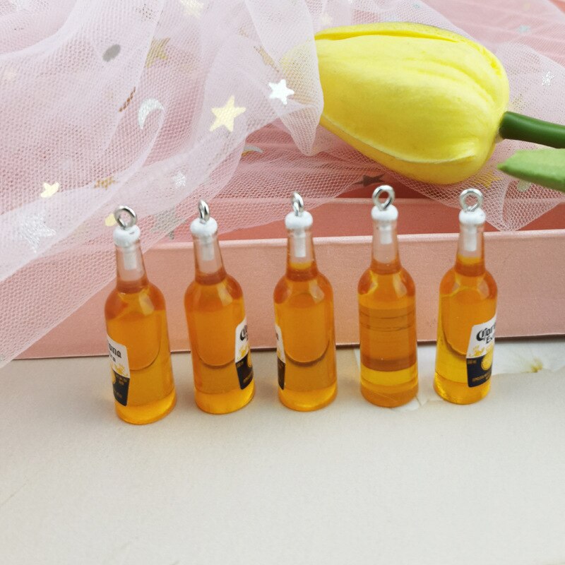 10 Stks/pak Gesimuleerde Hars Bierfles Sleutelhanger Charms Diy Ambachten Bar Drank Flessen Oorbel Hangers Sieraden Accessoires