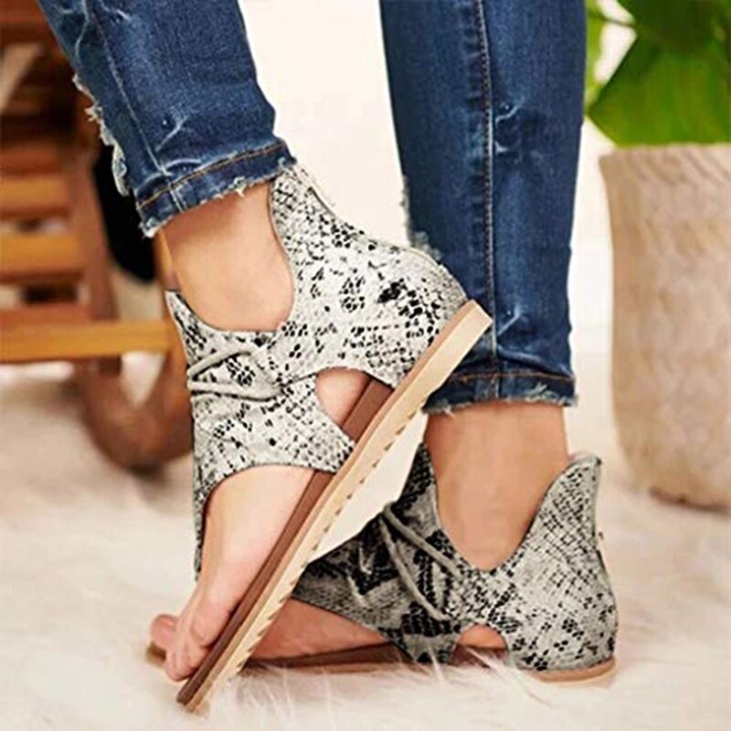 Latest Women Comfy Sandals, Ladies Flat Heel Slip On Sandals, Casual Vintage Sandals with Zipper 39