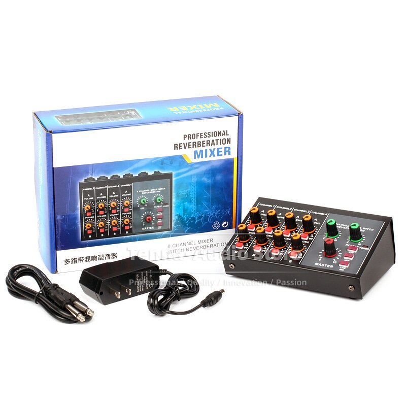 8 Channels Mono 4 Stereo Audio Mixer Sound Desk Microphone 6.3 3.5 mm AUX Line In Hub Combiner Studio Recording Mixing Console