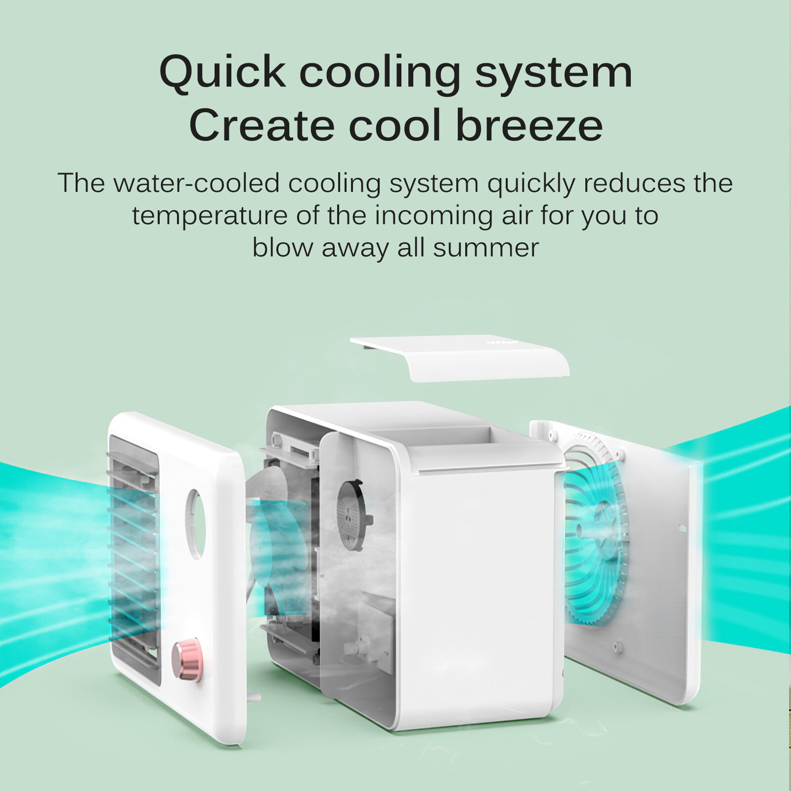 mini air cooler fan air conditioner light USB portable desktop air cooling fan humidifier office bedroom purifier 400ML 2000mAh