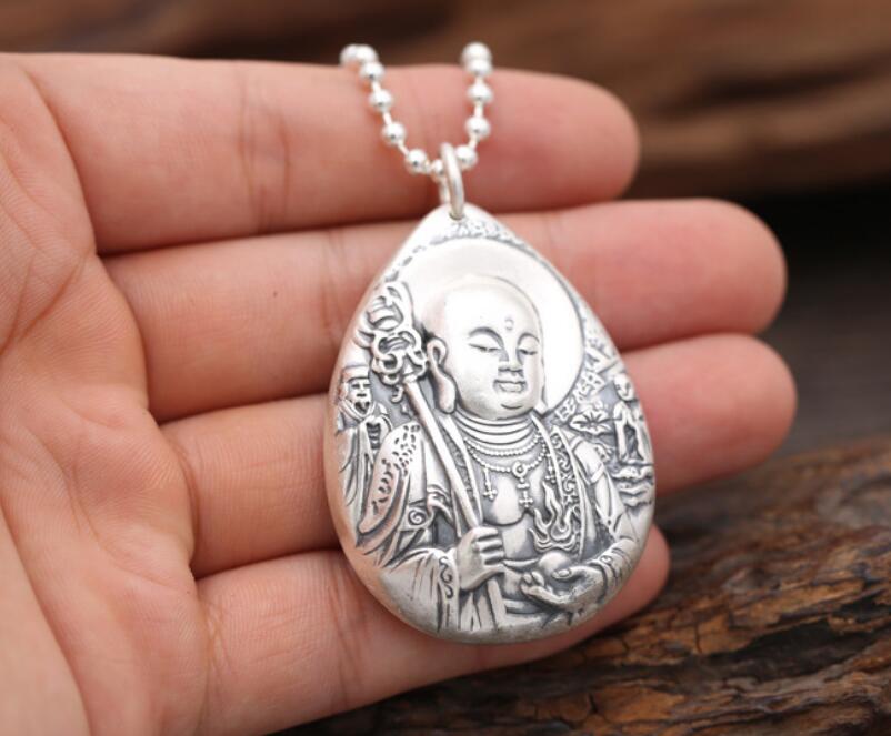 Pur argent Sterling S999 bijoux en argent bouddha mythique pendentif religieux (FGL)