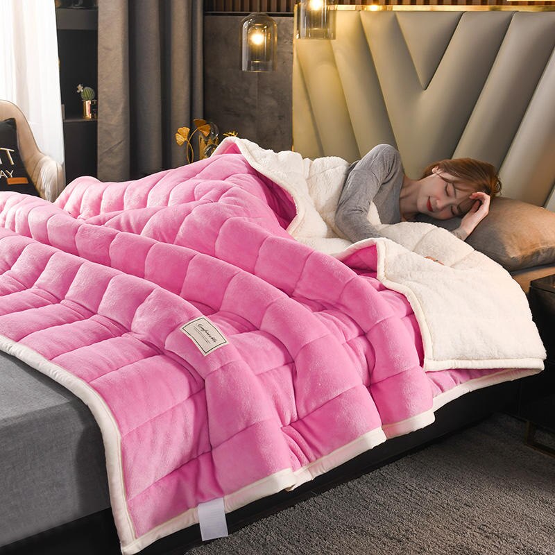 Mmermind 3 Schichten Stepp Solide Vlies Decken Und Wirft Erwachsene Dicke Warme Winter Decke Super Weiche Bettdecke Tröster Luxus: Stil6 / 180x200cm