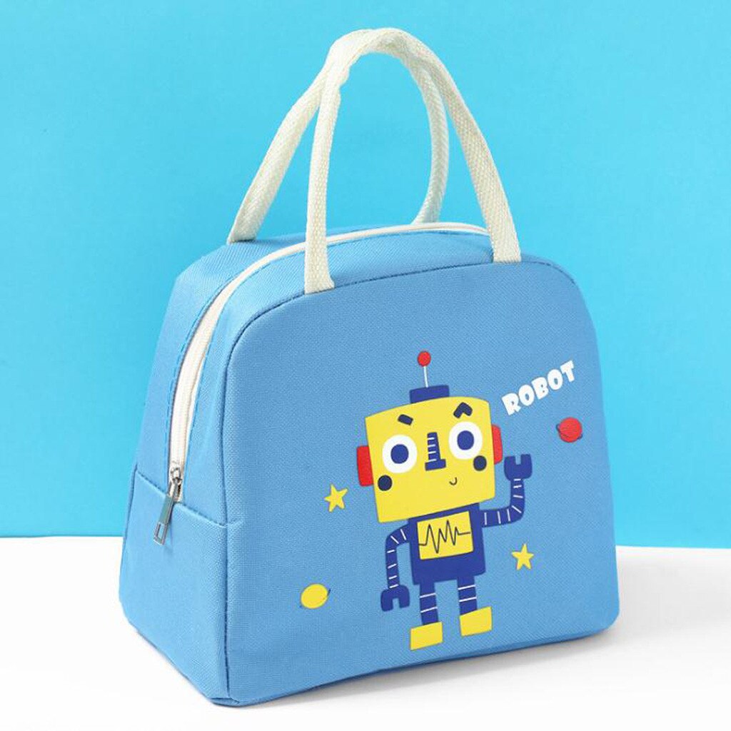 25# Cartoon Insulated Lunch Bag For Women Men Kids Cooler Tote Food Lunch Box Picnic Food Lunch Box Bag For Kid Girls Ladies: Blue 
