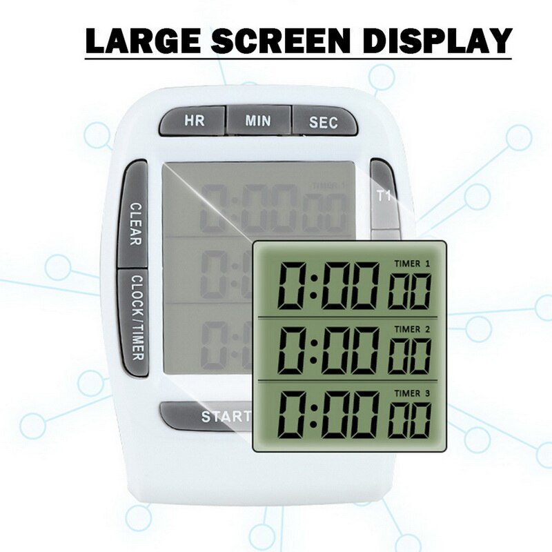 Multifunctional Kitchen Cooking Timer 3 Display Channels Electronic Function Timers Time Counting Device