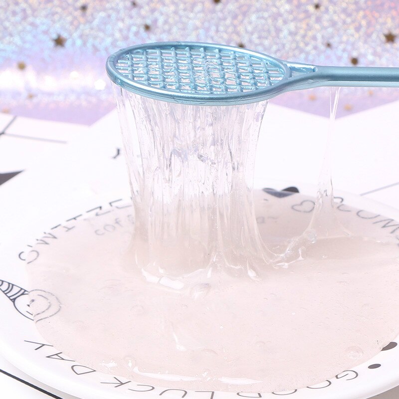 Raqueta de Bádminton de PVC para niños, masilla flotante, teclado de crema, modelo de herramientas para arcilla DIY, forma de limo esponjoso, Kit de tierra blandiblú transparente