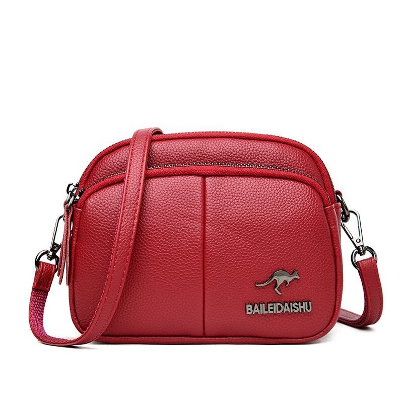 Casual zachte leren kleine schoudertassen voor vrouwen eenvoudige dames crossbody tas merk handtassen: Rood
