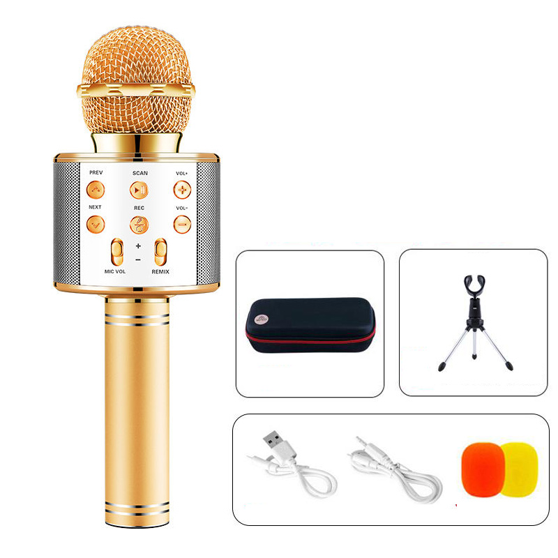 Draagbare Handheld Mic Karaoke Draadloze Bluetooth Microfoon Speaker Voor Home Party Kinderen Speech Meeting Mic Microphoes: Geel