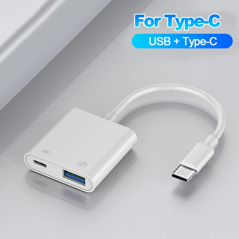 Adapter OTG Lightning na USB 3.0 Adapter USB typu C do iPhone'a 14 13 12 11 Pro Max X XS Rozdzielacz USB C Konwerter danych Ekspander: YELLOW